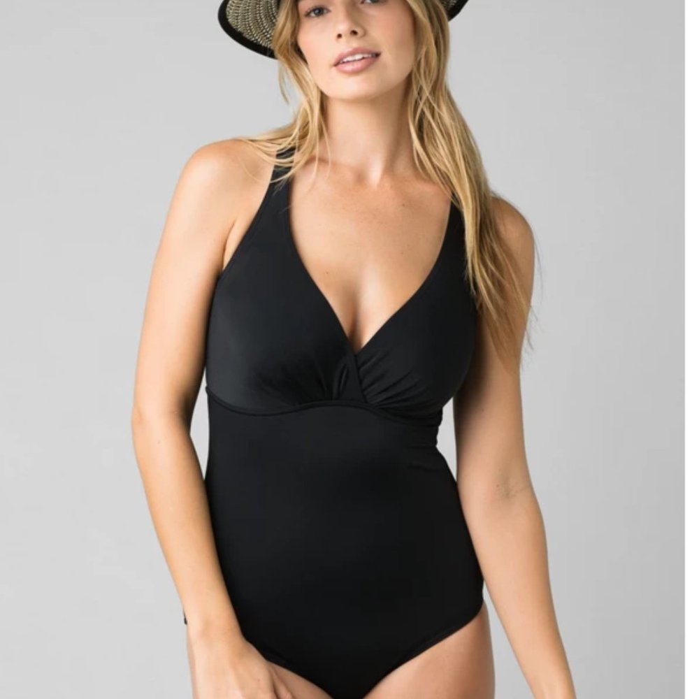 PRANA 34D S Black Kayana One Piece Swimsuit D-Cup Swim NWT